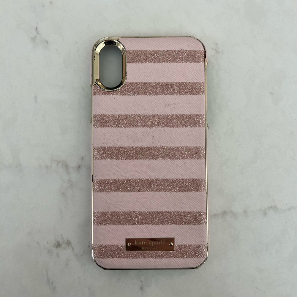 Kate Spade New York Pink/Glitter Stripe Hardshell Case - iPhone X